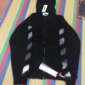 Off White Brushed Arrow Logo ZIP Up Hoodie
